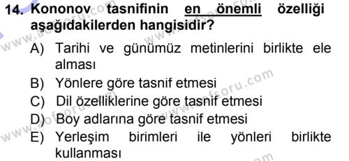 Çağdaş Türk Yazı Dilleri 1 Dersi 2012 - 2013 Yılı (Final) Dönem Sonu Sınavı 14. Soru