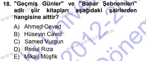 Çağdaş Türk Yazı Dilleri 1 Dersi 2012 - 2013 Yılı (Final) Dönem Sonu Sınavı 18. Soru