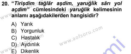 Çağdaş Türk Yazı Dilleri 1 Dersi 2012 - 2013 Yılı (Final) Dönem Sonu Sınavı 20. Soru