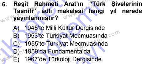 Çağdaş Türk Yazı Dilleri 1 Dersi 2012 - 2013 Yılı (Final) Dönem Sonu Sınavı 6. Soru