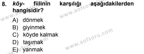 Çağdaş Türk Yazı Dilleri 1 Dersi 2012 - 2013 Yılı (Final) Dönem Sonu Sınavı 8. Soru