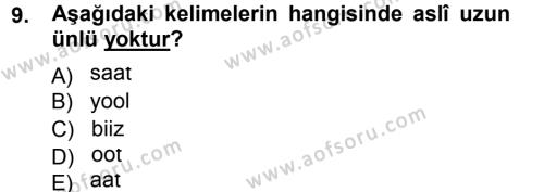 Çağdaş Türk Yazı Dilleri 1 Dersi 2012 - 2013 Yılı (Final) Dönem Sonu Sınavı 9. Soru