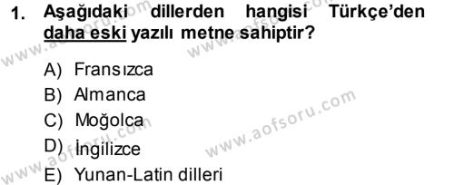 Çağdaş Türk Yazı Dilleri 1 Dersi 2013 - 2014 Yılı (Vize) Ara Sınavı 1. Soru