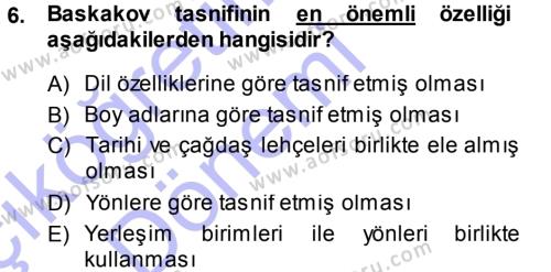 Çağdaş Türk Yazı Dilleri 1 Dersi 2013 - 2014 Yılı (Vize) Ara Sınavı 6. Soru