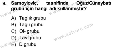 Çağdaş Türk Yazı Dilleri 1 Dersi 2013 - 2014 Yılı (Vize) Ara Sınavı 9. Soru