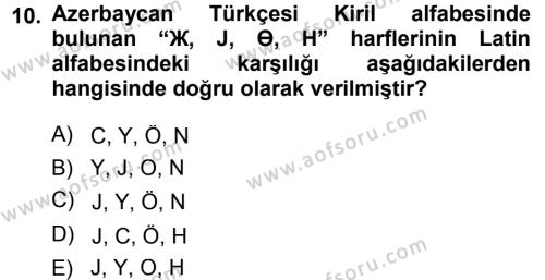 Çağdaş Türk Yazı Dilleri 1 Dersi 2013 - 2014 Yılı (Final) Dönem Sonu Sınavı 10. Soru