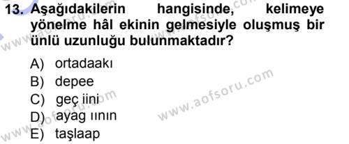 Çağdaş Türk Yazı Dilleri 1 Dersi 2013 - 2014 Yılı (Final) Dönem Sonu Sınavı 13. Soru