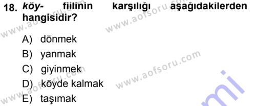 Çağdaş Türk Yazı Dilleri 1 Dersi 2013 - 2014 Yılı (Final) Dönem Sonu Sınavı 18. Soru