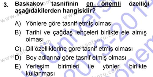 Çağdaş Türk Yazı Dilleri 1 Dersi 2013 - 2014 Yılı (Final) Dönem Sonu Sınavı 3. Soru