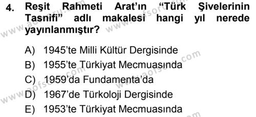 Çağdaş Türk Yazı Dilleri 1 Dersi 2013 - 2014 Yılı (Final) Dönem Sonu Sınavı 4. Soru