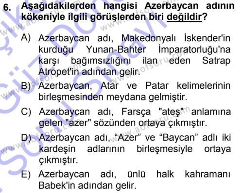 Çağdaş Türk Yazı Dilleri 1 Dersi 2013 - 2014 Yılı (Final) Dönem Sonu Sınavı 6. Soru