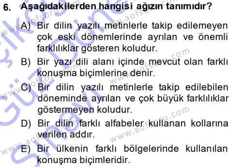 Çağdaş Türk Yazı Dilleri 1 Dersi 2014 - 2015 Yılı (Vize) Ara Sınavı 6. Soru