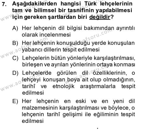 Çağdaş Türk Yazı Dilleri 1 Dersi 2014 - 2015 Yılı (Vize) Ara Sınavı 7. Soru