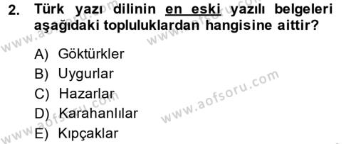 Çağdaş Türk Yazı Dilleri 1 Dersi 2014 - 2015 Yılı (Final) Dönem Sonu Sınavı 2. Soru