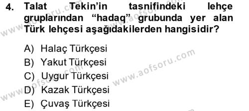Çağdaş Türk Yazı Dilleri 1 Dersi 2014 - 2015 Yılı (Final) Dönem Sonu Sınavı 4. Soru