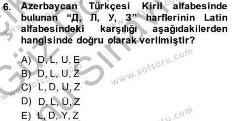 Çağdaş Türk Yazı Dilleri 1 Dersi 2014 - 2015 Yılı (Final) Dönem Sonu Sınavı 6. Soru