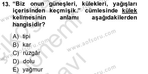 Çağdaş Türk Yazı Dilleri 1 Dersi 2014 - 2015 Yılı Tek Ders Sınavı 13. Soru