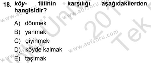 Çağdaş Türk Yazı Dilleri 1 Dersi 2014 - 2015 Yılı Tek Ders Sınavı 18. Soru