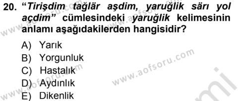 Çağdaş Türk Yazı Dilleri 1 Dersi 2014 - 2015 Yılı Tek Ders Sınavı 20. Soru