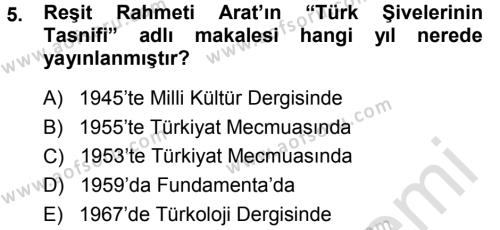 Çağdaş Türk Yazı Dilleri 1 Dersi 2014 - 2015 Yılı Tek Ders Sınavı 5. Soru