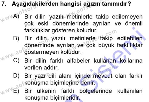 Çağdaş Türk Yazı Dilleri 1 Dersi 2015 - 2016 Yılı (Vize) Ara Sınavı 7. Soru