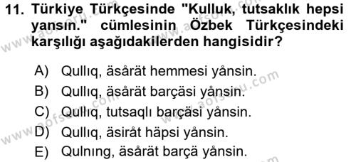 Çağdaş Türk Yazı Dilleri 1 Dersi 2015 - 2016 Yılı Tek Ders Sınavı 11. Soru