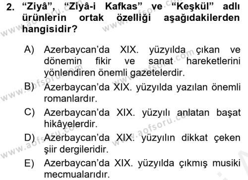 Çağdaş Türk Yazı Dilleri 1 Dersi 2016 - 2017 Yılı (Final) Dönem Sonu Sınavı 2. Soru