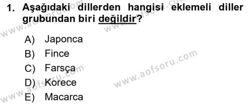 Çağdaş Türk Yazı Dilleri 1 Dersi 2018 - 2019 Yılı 3 Ders Sınavı 1. Soru