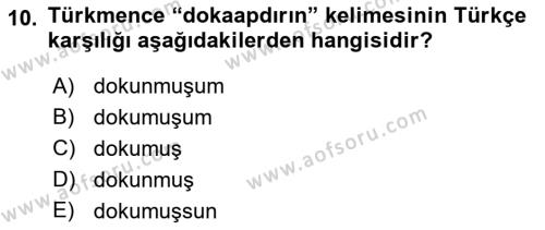 Çağdaş Türk Yazı Dilleri 1 Dersi 2018 - 2019 Yılı 3 Ders Sınavı 10. Soru