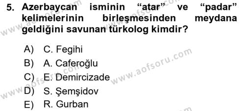 Çağdaş Türk Yazı Dilleri 1 Dersi 2018 - 2019 Yılı 3 Ders Sınavı 5. Soru