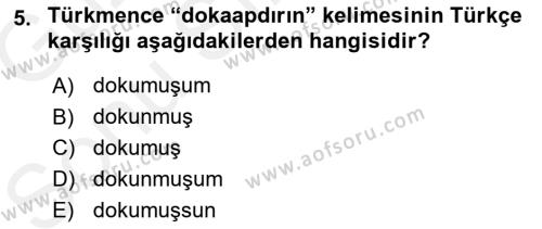 Çağdaş Türk Yazı Dilleri 1 Dersi 2018 - 2019 Yılı (Final) Dönem Sonu Sınavı 5. Soru