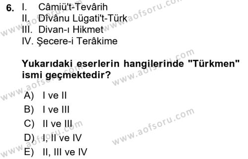 Çağdaş Türk Yazı Dilleri 1 Dersi 2018 - 2019 Yılı (Final) Dönem Sonu Sınavı 6. Soru