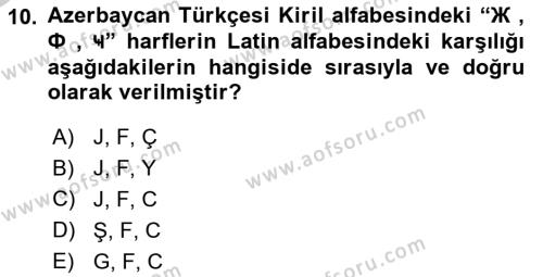 Çağdaş Türk Yazı Dilleri 1 Dersi 2018 - 2019 Yılı Yaz Okulu Sınavı 10. Soru