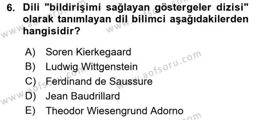 Çağdaş Türk Yazı Dilleri 1 Dersi 2018 - 2019 Yılı Yaz Okulu Sınavı 6. Soru