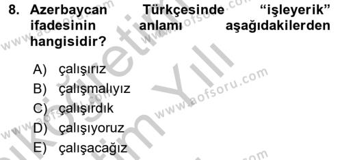 Çağdaş Türk Yazı Dilleri 1 Dersi 2018 - 2019 Yılı Yaz Okulu Sınavı 8. Soru