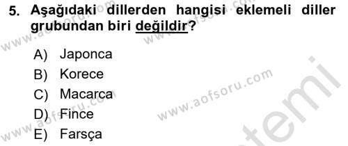 Çağdaş Türk Yazı Dilleri 1 Dersi 2019 - 2020 Yılı (Vize) Ara Sınavı 5. Soru