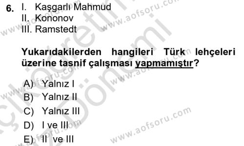 Çağdaş Türk Yazı Dilleri 1 Dersi 2019 - 2020 Yılı (Vize) Ara Sınavı 6. Soru