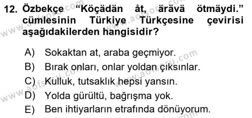 Çağdaş Türk Yazı Dilleri 1 Dersi 2019 - 2020 Yılı (Final) Dönem Sonu Sınavı 12. Soru