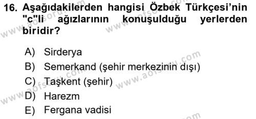 Çağdaş Türk Yazı Dilleri 1 Dersi 2019 - 2020 Yılı (Final) Dönem Sonu Sınavı 16. Soru