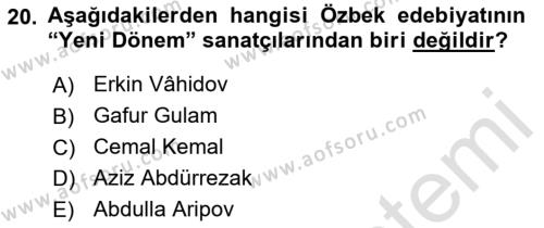 Çağdaş Türk Yazı Dilleri 1 Dersi 2019 - 2020 Yılı (Final) Dönem Sonu Sınavı 20. Soru