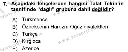 Çağdaş Türk Yazı Dilleri 1 Dersi 2019 - 2020 Yılı (Final) Dönem Sonu Sınavı 7. Soru