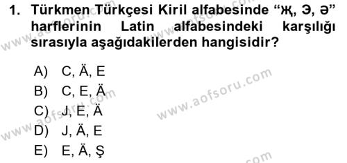 Çağdaş Türk Yazı Dilleri 1 Dersi 2020 - 2021 Yılı Yaz Okulu Sınavı 1. Soru