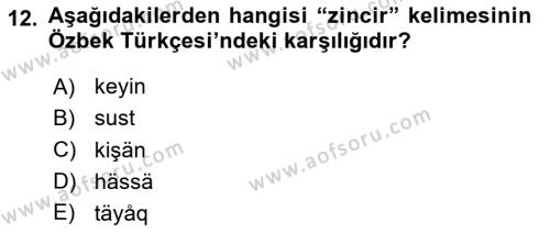 Çağdaş Türk Yazı Dilleri 1 Dersi 2020 - 2021 Yılı Yaz Okulu Sınavı 12. Soru