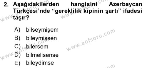 Çağdaş Türk Yazı Dilleri 1 Dersi 2020 - 2021 Yılı Yaz Okulu Sınavı 2. Soru