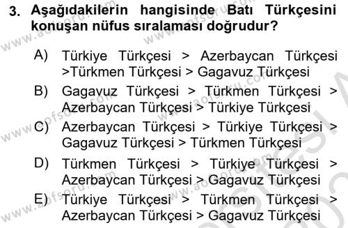 Çağdaş Türk Yazı Dilleri 1 Dersi 2020 - 2021 Yılı Yaz Okulu Sınavı 3. Soru