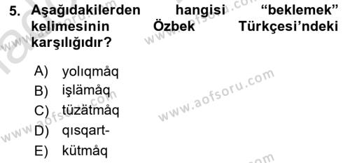 Çağdaş Türk Yazı Dilleri 1 Dersi 2020 - 2021 Yılı Yaz Okulu Sınavı 5. Soru