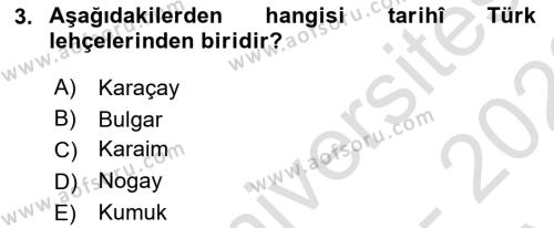 Çağdaş Türk Yazı Dilleri 1 Dersi 2021 - 2022 Yılı (Vize) Ara Sınavı 3. Soru