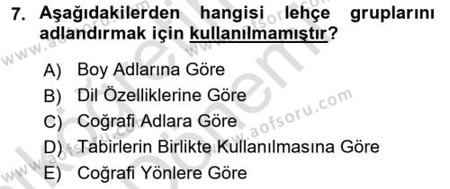 Çağdaş Türk Yazı Dilleri 1 Dersi 2021 - 2022 Yılı (Vize) Ara Sınavı 7. Soru