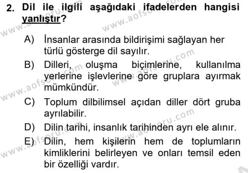 Çağdaş Türk Yazı Dilleri 1 Dersi 2021 - 2022 Yılı Yaz Okulu Sınavı 2. Soru