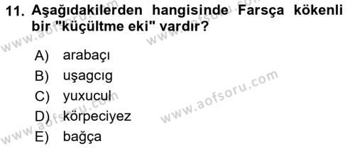Çağdaş Türk Yazı Dilleri 1 Dersi 2022 - 2023 Yılı (Vize) Ara Sınavı 11. Soru